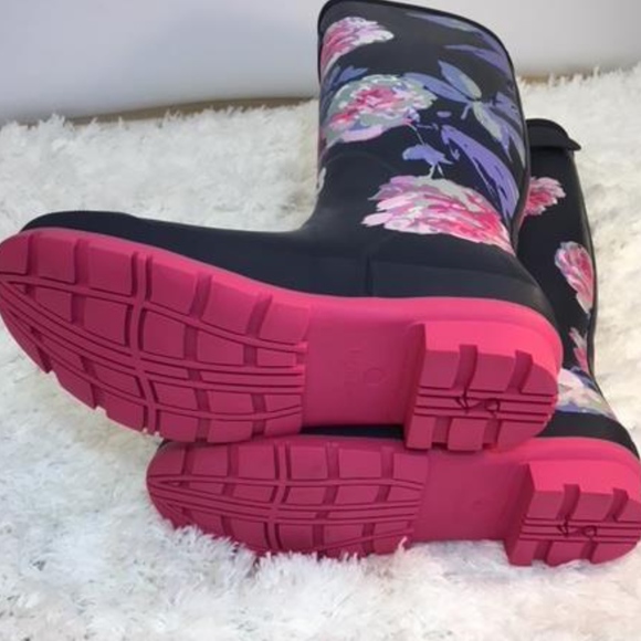 NWT Joules Floral Print Navy High Shaft Rain Boot - Picture 7 of 7